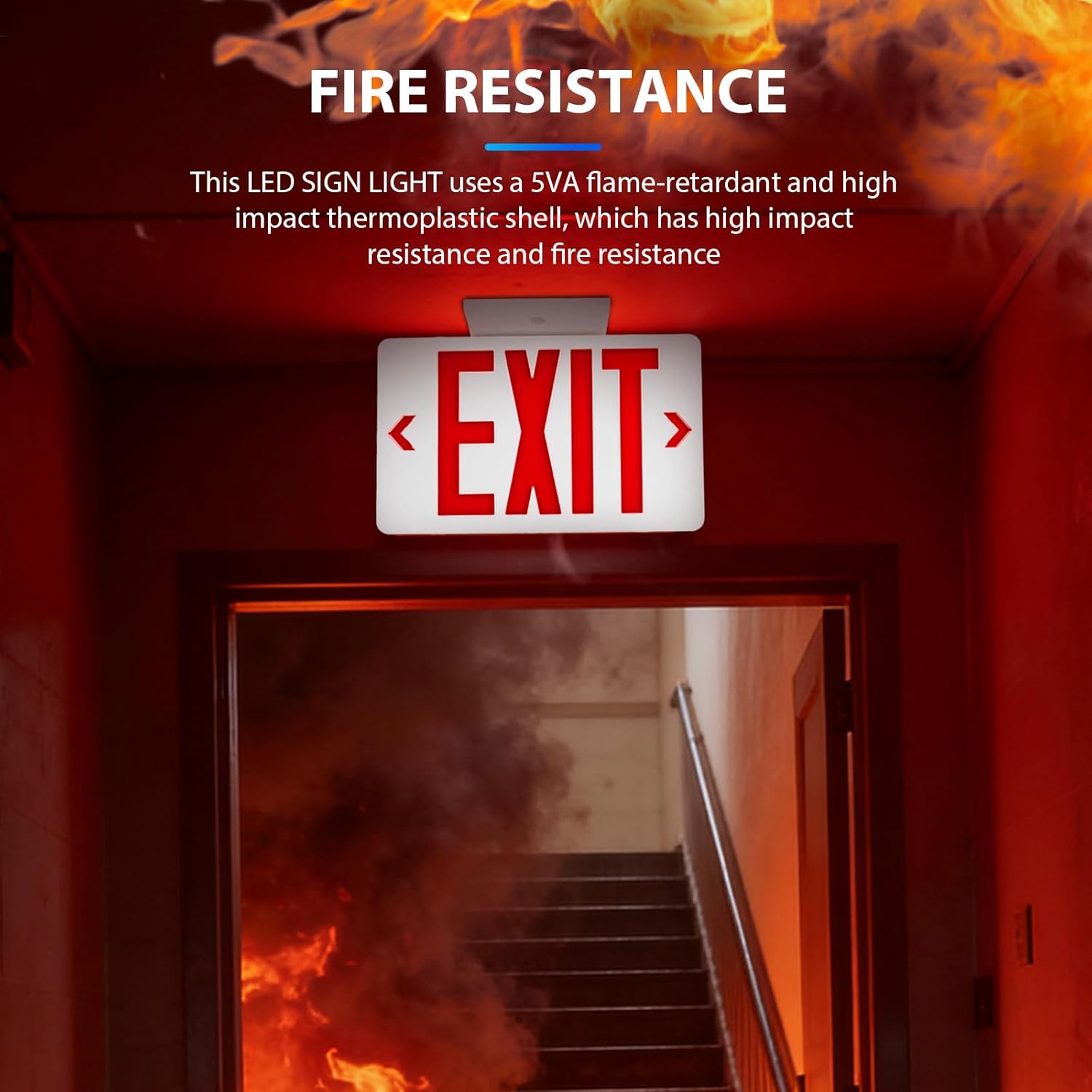 LED Exit Sign with Battery Backup, Double Sided Red Emergency Light, AC 120-277V Hardwired,ETL Listed,Exit Sign for Business,2 Pack