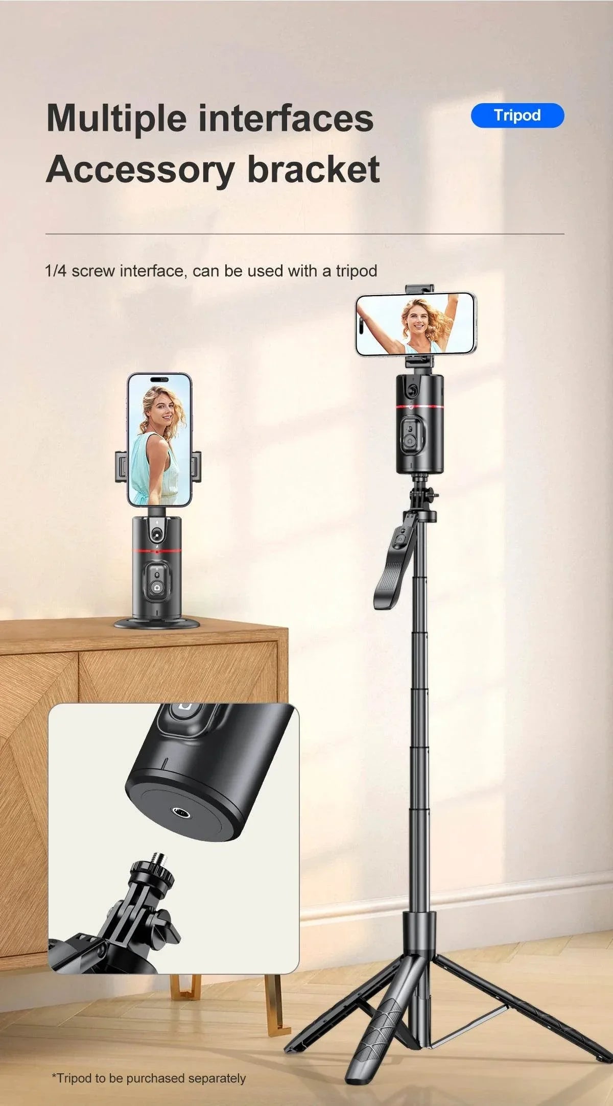 Selfieshow P02 Gimbal 360 Rotation AI Tracking Stabilizer