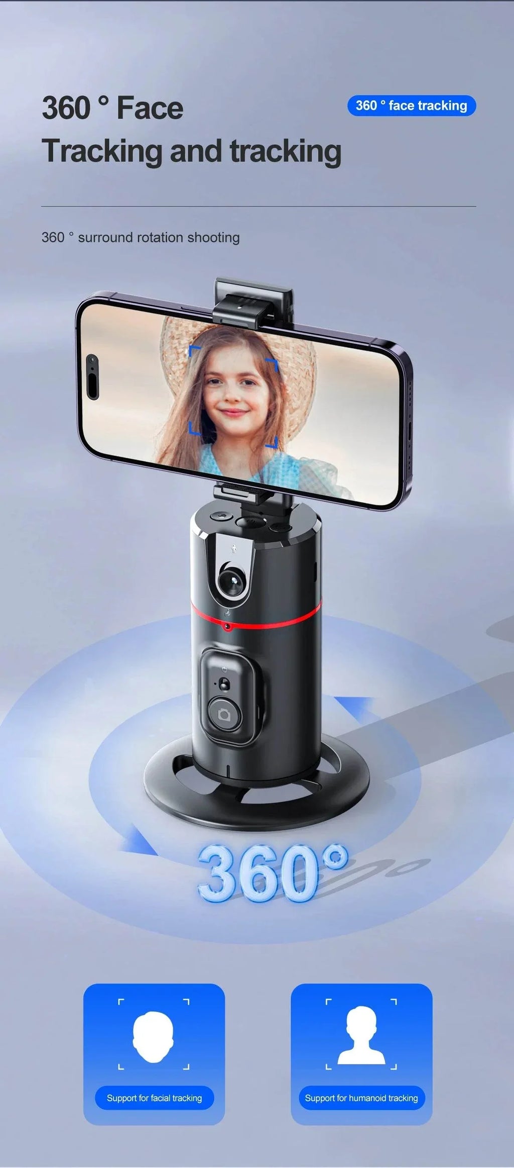 Selfieshow P02 Gimbal 360 Rotation AI Tracking Stabilizer